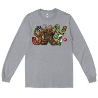 Heather Grey Army Christmas Joy Long Sleeve Tee - NancyCooperArtShop