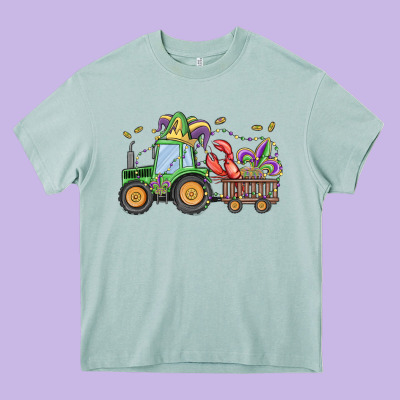 Mardi Gras Tractor Heavy Core Tee Designed By Maliassmallbusiness