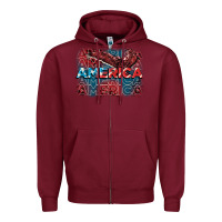 Burgundy America america america america 4th of july Zipper Hoodie - FaDigitalArtStudio