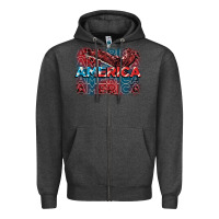 Charcoal Heather America america america america 4th of july Zipper Hoodie - FaDigitalArtStudio