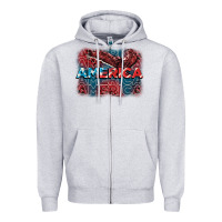Heather Grey America america america america 4th of july Zipper Hoodie - FaDigitalArtStudio