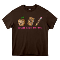 Chocolate Brown teach love inspire leopard Heavy Core Tee - AdoDesignShop