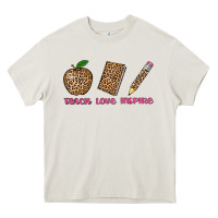Cream teach love inspire leopard Heavy Core Tee - AdoDesignShop