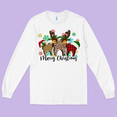 Merry Christmas Tooth Long Sleeve Tee Designed By Texasbilliewilder