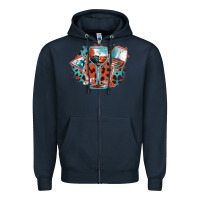 Navy American wines Zipper Hoodie - FaDigitalArtStudio