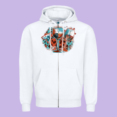American Wines Zipper Hoodie Designed By Fadigitalartstudio