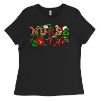 Black nurse life christmas Ladies Tee - NancyCooperArtShop
