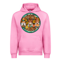 Fuchsia Pink fall gnomes round earrings 4 Urban Hoodie - Artiststas
