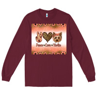 Burgundy peace love yorkie Long Sleeve Tee - Jasminsmagicworld