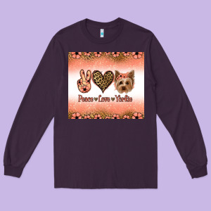 Peace Love Yorkie Long Sleeve Tee Designed By Jasminsmagicworld