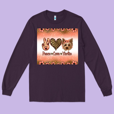 Peace Love Yorkie Long Sleeve Tee Designed By Jasminsmagicworld
