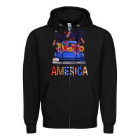 Black Western Fourth Of July America Truck Zipper Hoodie - FaDigitalArtStudio
