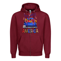 Burgundy Western Fourth Of July America Truck Zipper Hoodie - FaDigitalArtStudio