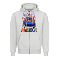Dove Grey Western Fourth Of July America Truck Zipper Hoodie - FaDigitalArtStudio