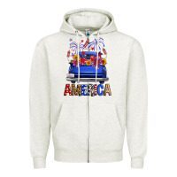 Oatmeal Heather Western Fourth Of July America Truck Zipper Hoodie - FaDigitalArtStudio