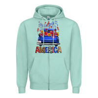 Seafoam Western Fourth Of July America Truck Zipper Hoodie - FaDigitalArtStudio