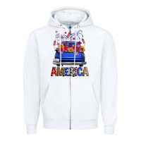 White Western Fourth Of July America Truck Zipper Hoodie - FaDigitalArtStudio