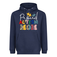 Navy Proud Autism Mom Leopard Pattern Design Autism Awa Heavyweight Hoodie - CowhideDigitalArt