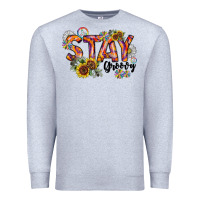 Heather Grey Stay Groovy Premium Sweatshirt - CowhideDigitalArt