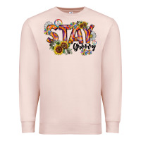 Pale Pink Stay Groovy Premium Sweatshirt - CowhideDigitalArt