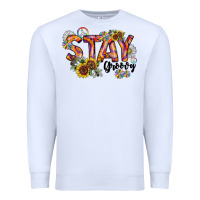 White Stay Groovy Premium Sweatshirt - CowhideDigitalArt