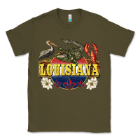 Army Green louisiana state Classic Tee - BarkalooDesign