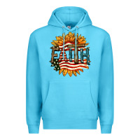 Ocean Blue Faith USA Premium Hoodie - FaDigitalArtStudio