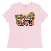 Bubblegum Pink love horse western floral Ladies Tee - NancyCooperArtShop
