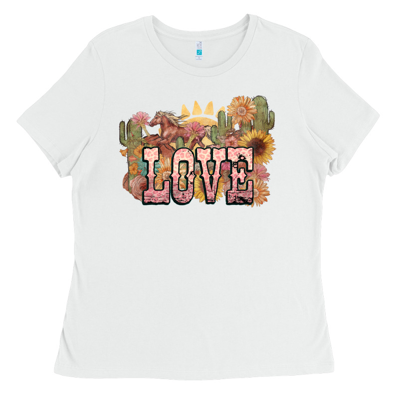 Love Horse Western Floral Ladies Tee by NancyCooperArtShop | Teevron