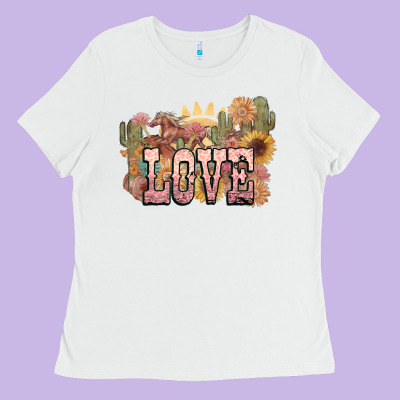 Love Horse Western Floral Ladies Tee Designed By Nancycooperartshop