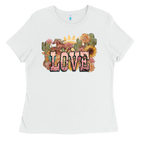 White love horse western floral Ladies Tee - NancyCooperArtShop