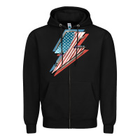 Black American flag lightning bolt 4th of july Zipper Hoodie - FaDigitalArtStudio