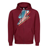 Burgundy American flag lightning bolt 4th of july Zipper Hoodie - FaDigitalArtStudio