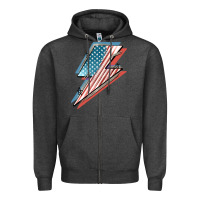 Charcoal Heather American flag lightning bolt 4th of july Zipper Hoodie - FaDigitalArtStudio