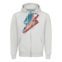 Dove Grey American flag lightning bolt 4th of july Zipper Hoodie - FaDigitalArtStudio