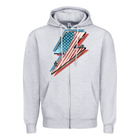 Heather Grey American flag lightning bolt 4th of july Zipper Hoodie - FaDigitalArtStudio