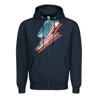Navy American flag lightning bolt 4th of july Zipper Hoodie - FaDigitalArtStudio
