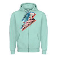 Seafoam American flag lightning bolt 4th of july Zipper Hoodie - FaDigitalArtStudio