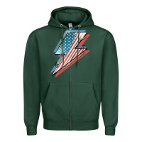 Sports Green American flag lightning bolt 4th of july Zipper Hoodie - FaDigitalArtStudio