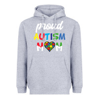 Heather Grey Proud Autism Mom Mothers Day Gift Autism Awareness Heavyweight Hoodie - CowhideDigitalArt