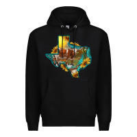 Black western texas map with longhorn bull Premium Hoodie - RanaPortraitStore