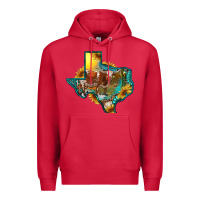 Cardinal western texas map with longhorn bull Premium Hoodie - RanaPortraitStore