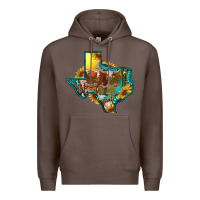 Coffee western texas map with longhorn bull Premium Hoodie - RanaPortraitStore