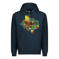 Navy western texas map with longhorn bull Premium Hoodie - RanaPortraitStore