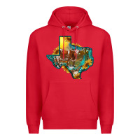Red western texas map with longhorn bull Premium Hoodie - RanaPortraitStore