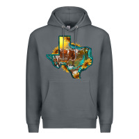 Rock western texas map with longhorn bull Premium Hoodie - RanaPortraitStore