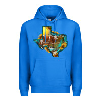 True Royal western texas map with longhorn bull Premium Hoodie - RanaPortraitStore