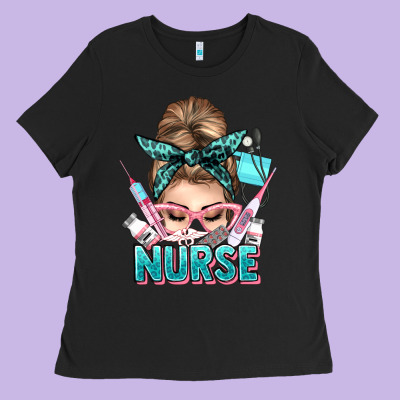 Nurse Life Messy Bun Ladies Tee Designed By Nancycooperartshop