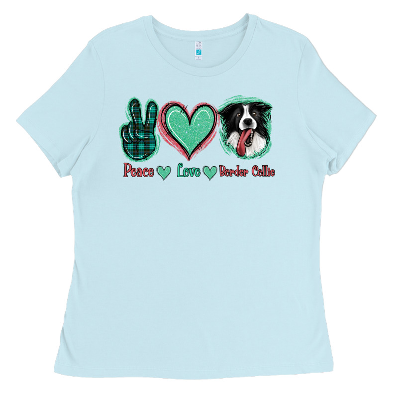 Peace Love Border Collie Ladies Tee by Jasminsmagicworld | Teevron