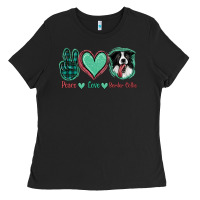 Black Peace Love Border Collie Ladies Tee - Jasminsmagicworld